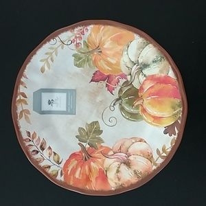 Set 4 Rachel Ashwell Autumn Harvest Pumpkin Thanksgiving Melamine Dinner Plates